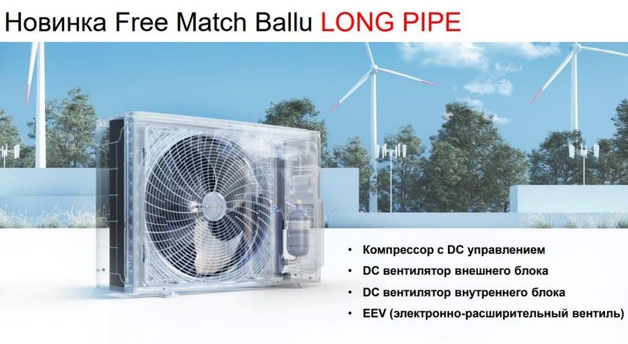 Внешний блок мульти сплит-системы на 3 комнаты Ballu Free Match ERP Long Pipe B3OI-FM/out-24HN8/LP_EU Внешний блок мульти сплит-системы на 3 комнаты Ballu Free Match ERP Long Pipe B3OI-FM/out-24HN8/LP_EU