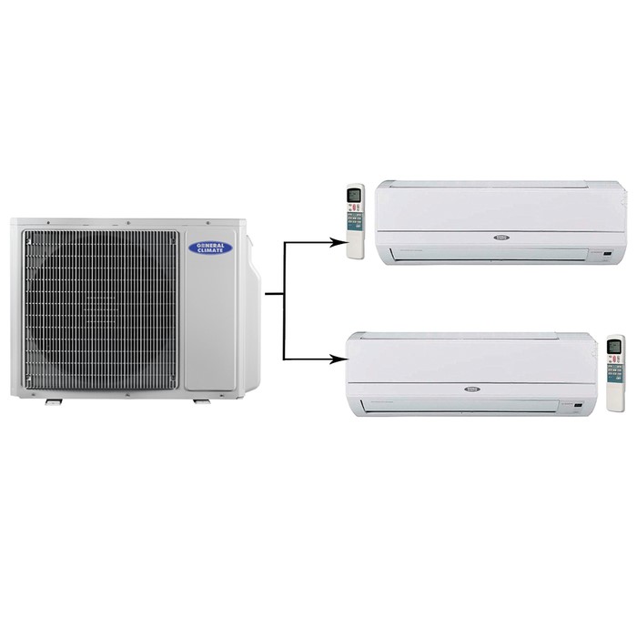 Мульти сплит-система на 2 комнаты General Climate Free Multi 2GU-M2E18H1/GC-ME09HRI*2шт Мульти сплит-система на 2 комнаты General Climate Free Multi 2GU-M2E18H1/GC-ME09HRI*2шт